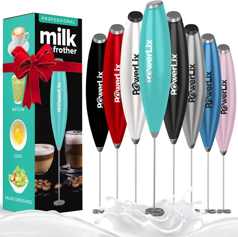 Powerlix Milk Frother No Stand Handheld Battery Operated Electric Foam Maker for