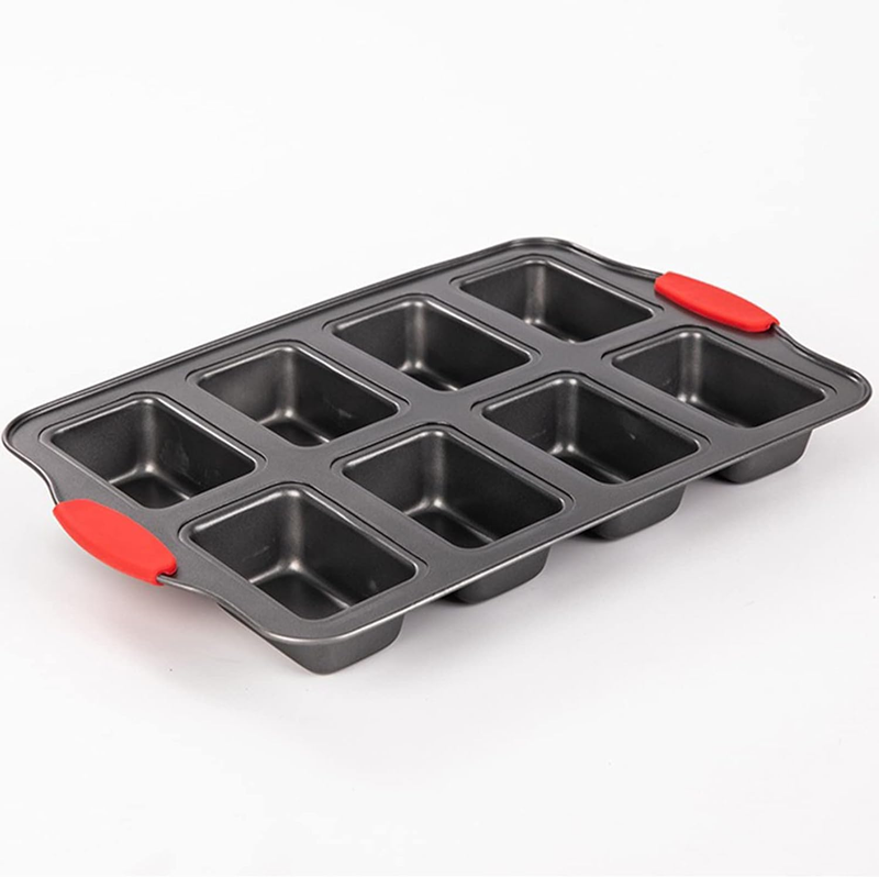 2 Packs 8 Cavity Non-Stock Mini Loaf Pan with Silicone Handle, Mini Bread Loaf B