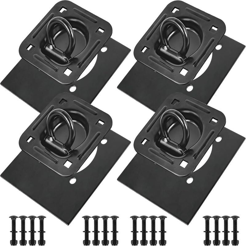 Recessed D Ring Tie Down Anchors 4 Pack (6,000 Lbs), Heavy Duty Kit Enclosed Tra