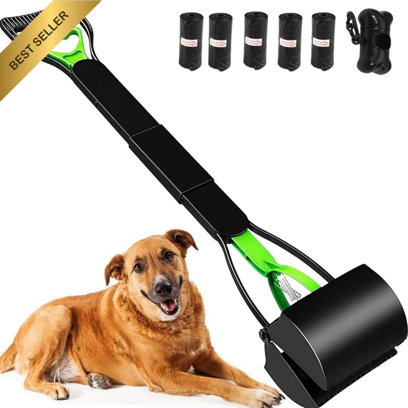 Pet Pooper Scooper with 5 Garbage Bags, Fecal Cleaner, Non-Breakable Poop Scoope