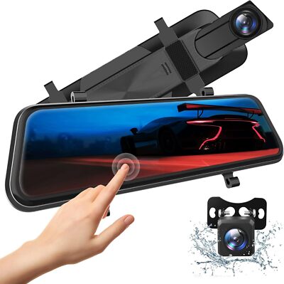 4K 10'' Dual Lens Dash Cam Front & Rear Car View Mirror Backup Voice Control New