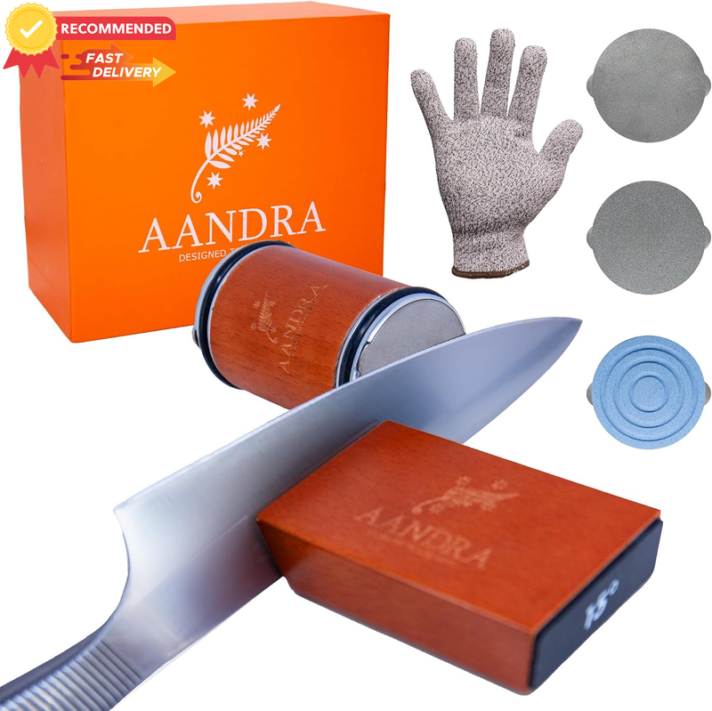 Knife Sharpener 400/1000/3000 Grit - AUS Owned - 15° & 20° Angles - Home & Chef
