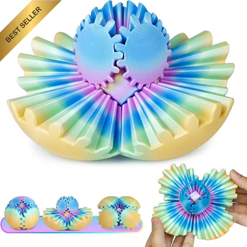 Multicoloured Gear Ball Fidget Toy 3D Printed Sphere Stress Relief Anxiety Block