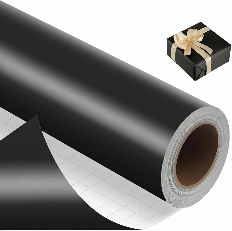 Pearlescent Gift Wrapping Paper Roll 43Cm X 10M, Black | Solid Colour for Bouque