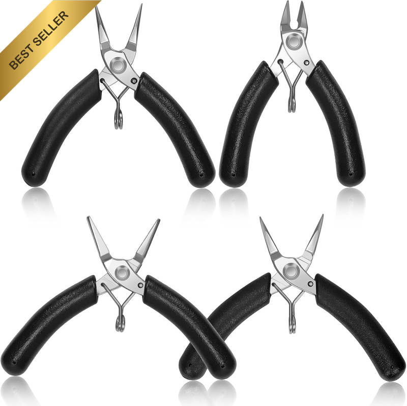 4Pcs 4 Types 3.5 Inch Jewelry Pliers Set, Jewelry Making Tools Needle Nose Plier