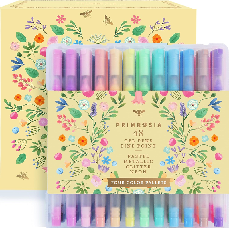 48 Gel Pens for Adult Coloring Book and Bullet Journal Pens No Bleed through in
