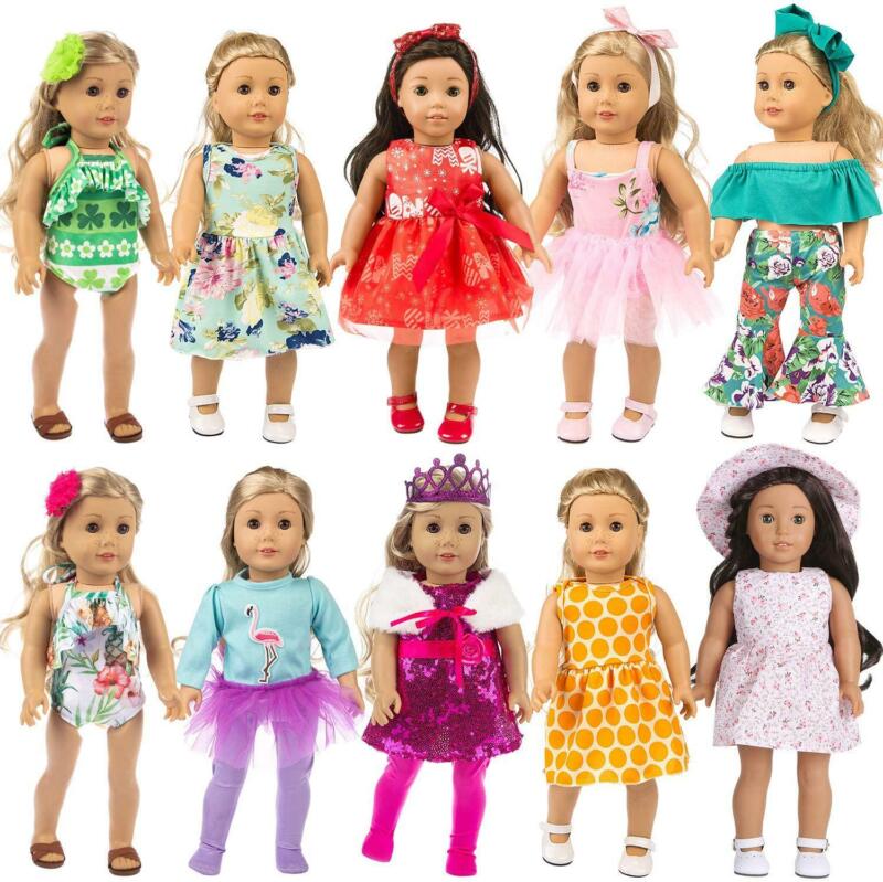 ZITA ELEMENT 24 Pcs Girl Doll Clothes Dress for American 18 Inch Doll Clothes an