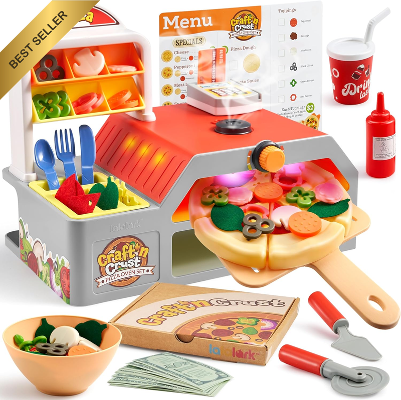Play Kitchen Food Toy - Pretend Toddler Toys - 78 PCS Pizza Oven with Pretend Sm