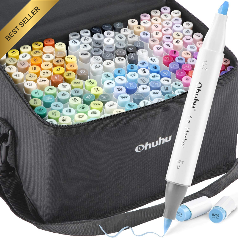 Alcohol Markers Brush Tip - 168-Colour Art Marker Set Double Tipped Alcohol-Base
