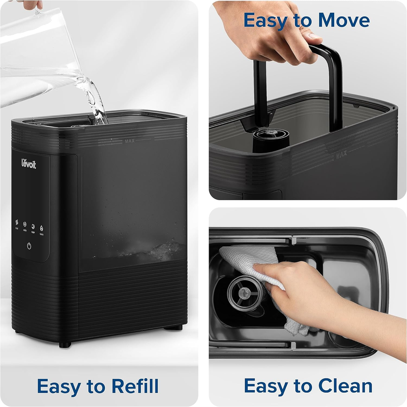 6L Smart Warm and Cool Mist Humidifiers for Home Bedroom, 60H Runtime and Auto C
