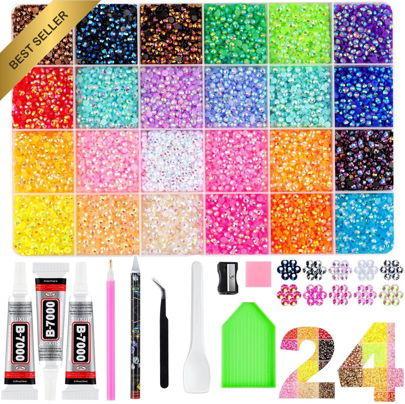 24000Pcs Bedazzling Kit with 3Mm Rhinestones, 24 Colors Resin Rhinestones
