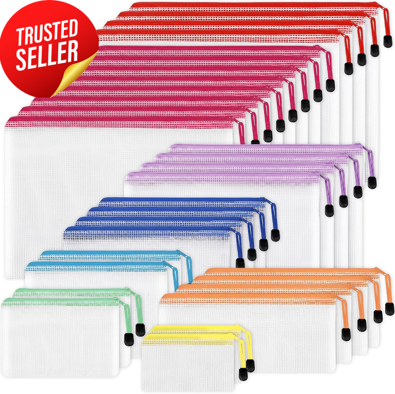 Zipper Pouch 30 Pcs Waterproof Mesh 8 Size