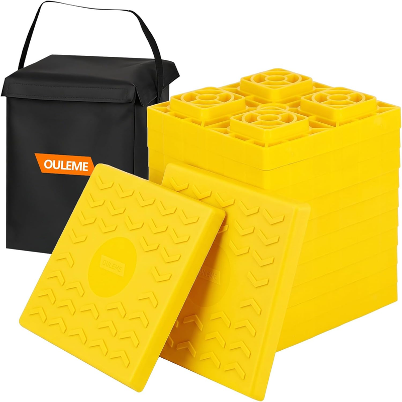 OULEME 12 Pack RV Leveling Blocks, Stackable Jack Blocks, Interlocking Leveling