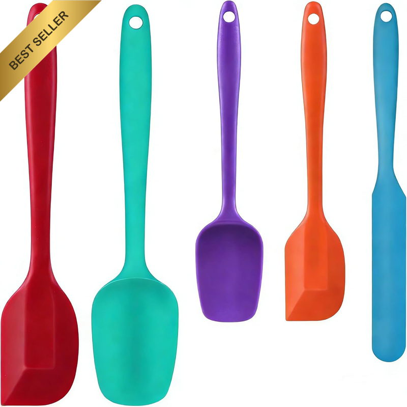 5 Pack Colorful Silicone Scraper Set, Food Grade Kitchen Spatulas, Heat Resistan