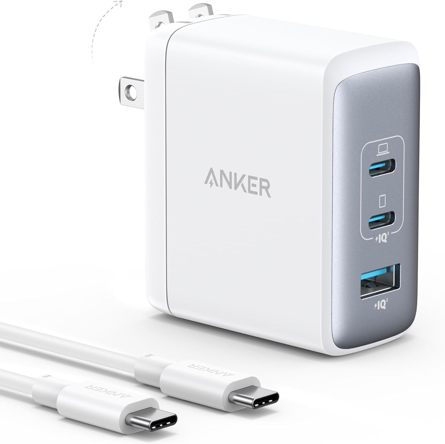 Anker 100W USB-C Wall Charger 3-Ports GaN II Tech Fast Charging+5ft USB-C Cable | eBay Anker 100W USB-C Wall Charger 3-Ports GaN II Tech Fast Charging+5ft USB-C Cable | eBay