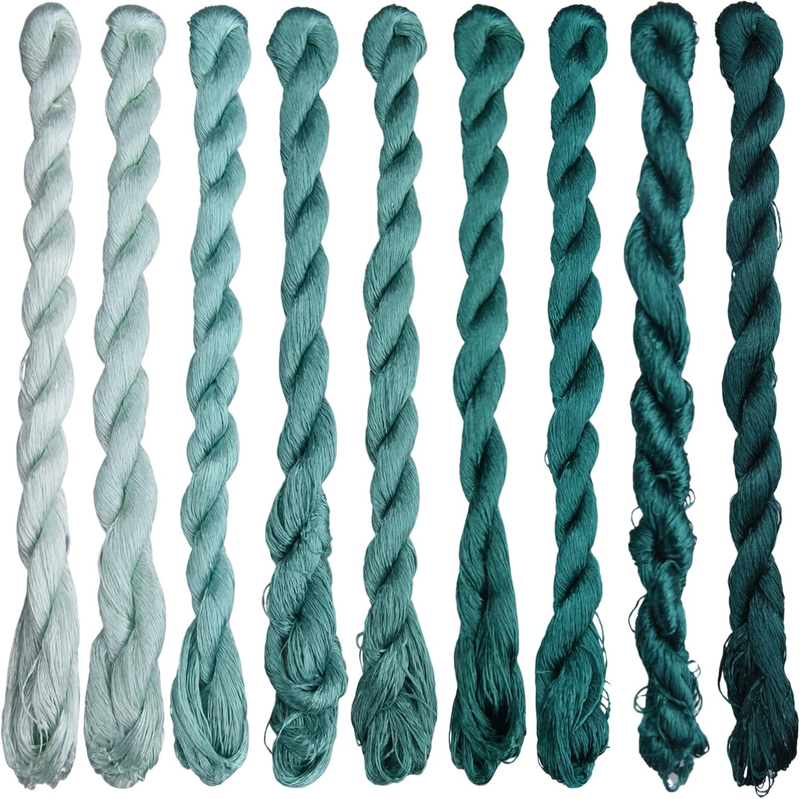 Natural 100% Silk Thread Handmade Embroidery Thread Floss 9 Colors Each 110 Mete