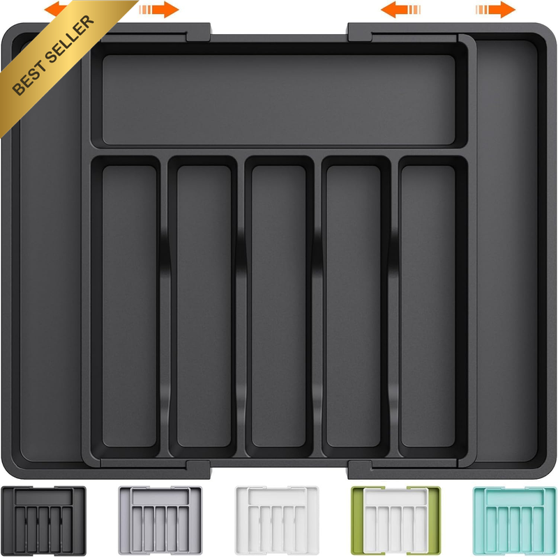 Silverware Drawer Organizer, Expandable Utensil Tray for Kitchen, BPA Free Flatw