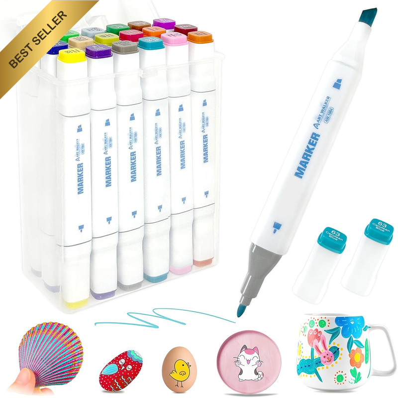 18 Colors Double-Ended Alcohol Markers Set, Art Markers for Drawing, Coloring an