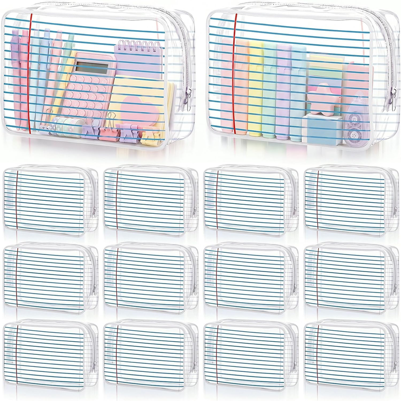 Suclain 12 Pcs Teacher Survival Kit Clear Notebook Makeup Bags Zipper 5.5