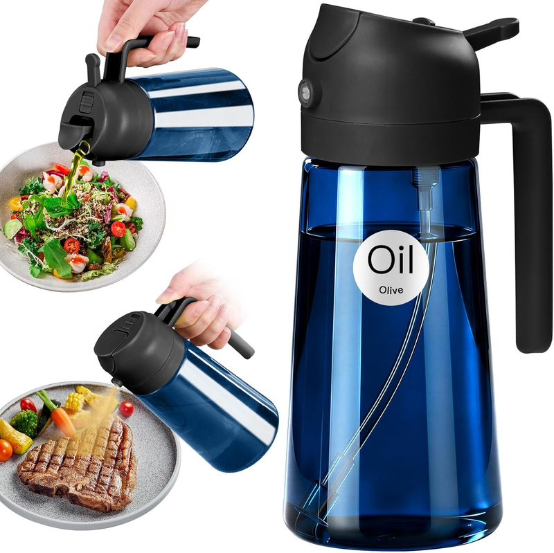 16Oz/470Ml Light-Blocking Dark Oil Sprayer for Cooking, 2 in 1 Olive Oil Dispens