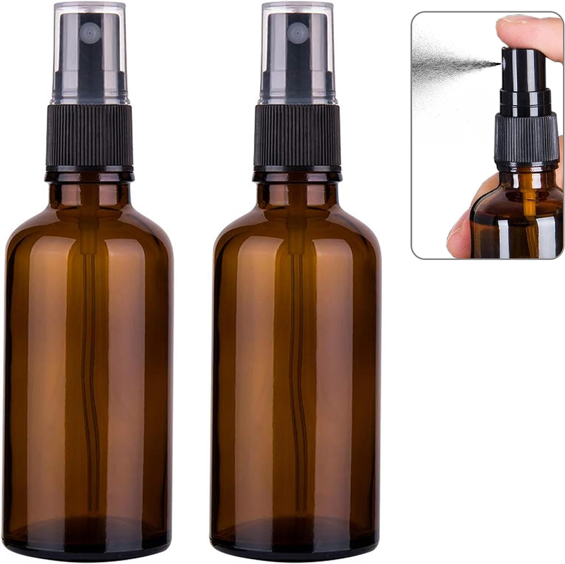 2 Oz Small Glass Spray Bottles for Oil, Hair, Plants Water Empty Fine Mist and R
