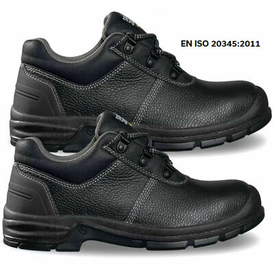 black leather work trainers