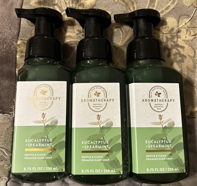 3 Bath & Body Works AROMATHERAPY EUCALYPTUS & SPEARMINT Gentle Foaming Hand Soap