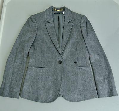 Pre-owned Gucci $1650 Authentic  Wool Jacket Blazer,interlocing Detail,42 270776 In Gray