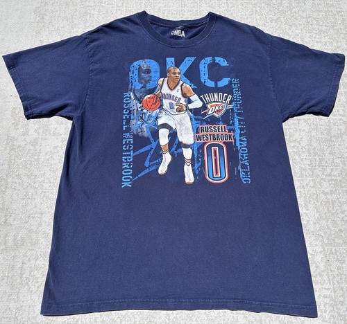 NBAユニフォーム Oklahoma Thunders Westbrook VTG NBA Thunder OKC Russell Westbrook Basketball T-Shirt L Sports