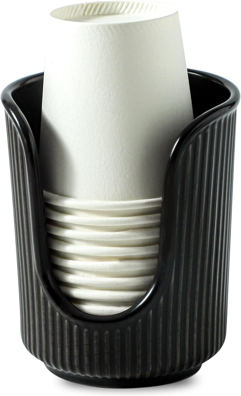 Cup Holder, Plastic Paper Elegant Disposable Cup Organizer, Space Saving Black S