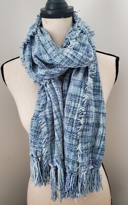 NEW Charter Club Spacedye Chenille Wrap Scarf Light Blue Sage Green, One Size