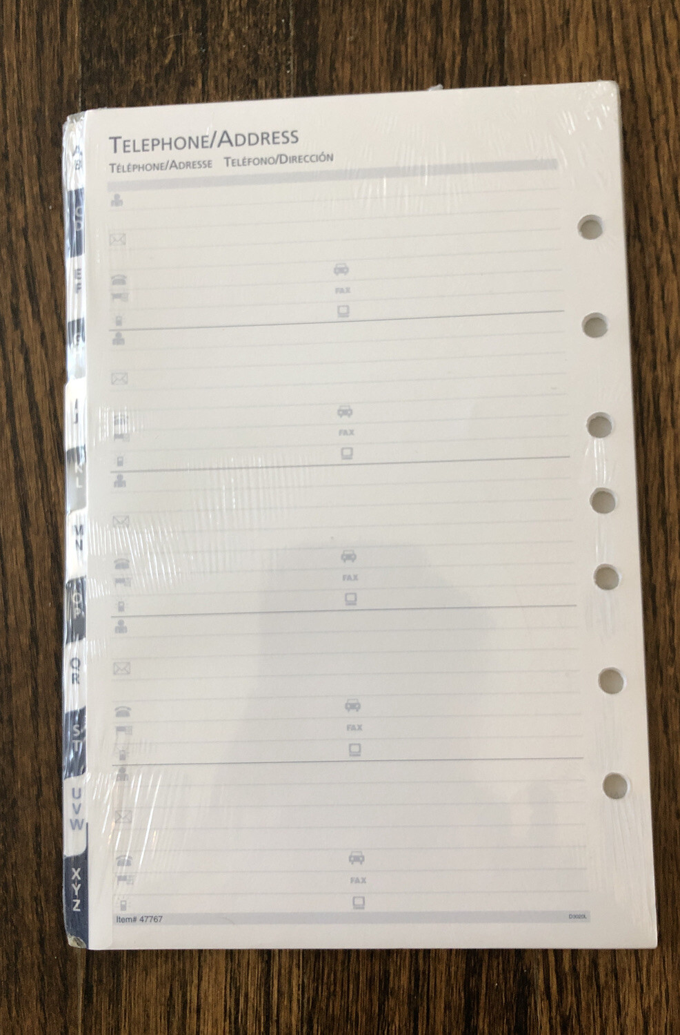 At-A-Glance A-Z Telephone/Address Tabs 5 1/2 x 8 1/2, #47767, 12 tab set