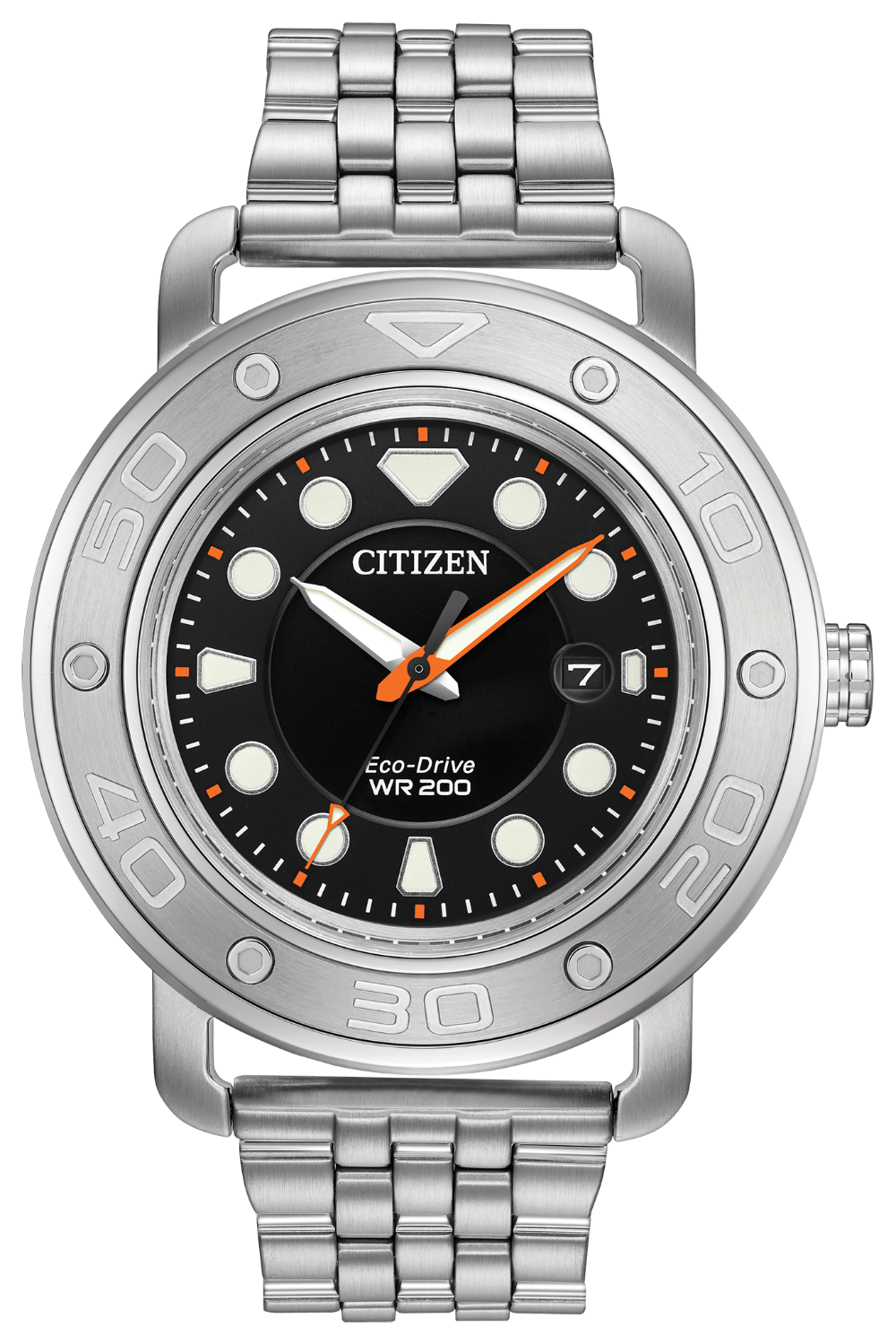 Pre-owned Citizen Eco-drive Men's Solid Heavy Stainless Steel Bracelet 46mm Watch Aw1530