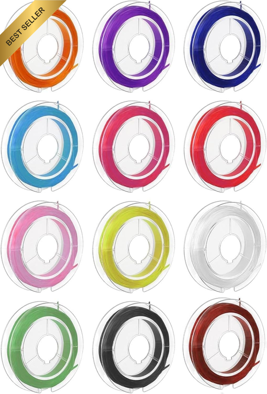 12 Rolls of Elastic Rope for Bracelet 0.7Mm Flat Elastic Bracelet String Cord, 1