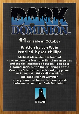 1993 Defiant Comics Dark Dominion Print Ad/Poster Len Wein Joe Phillips Art 90s