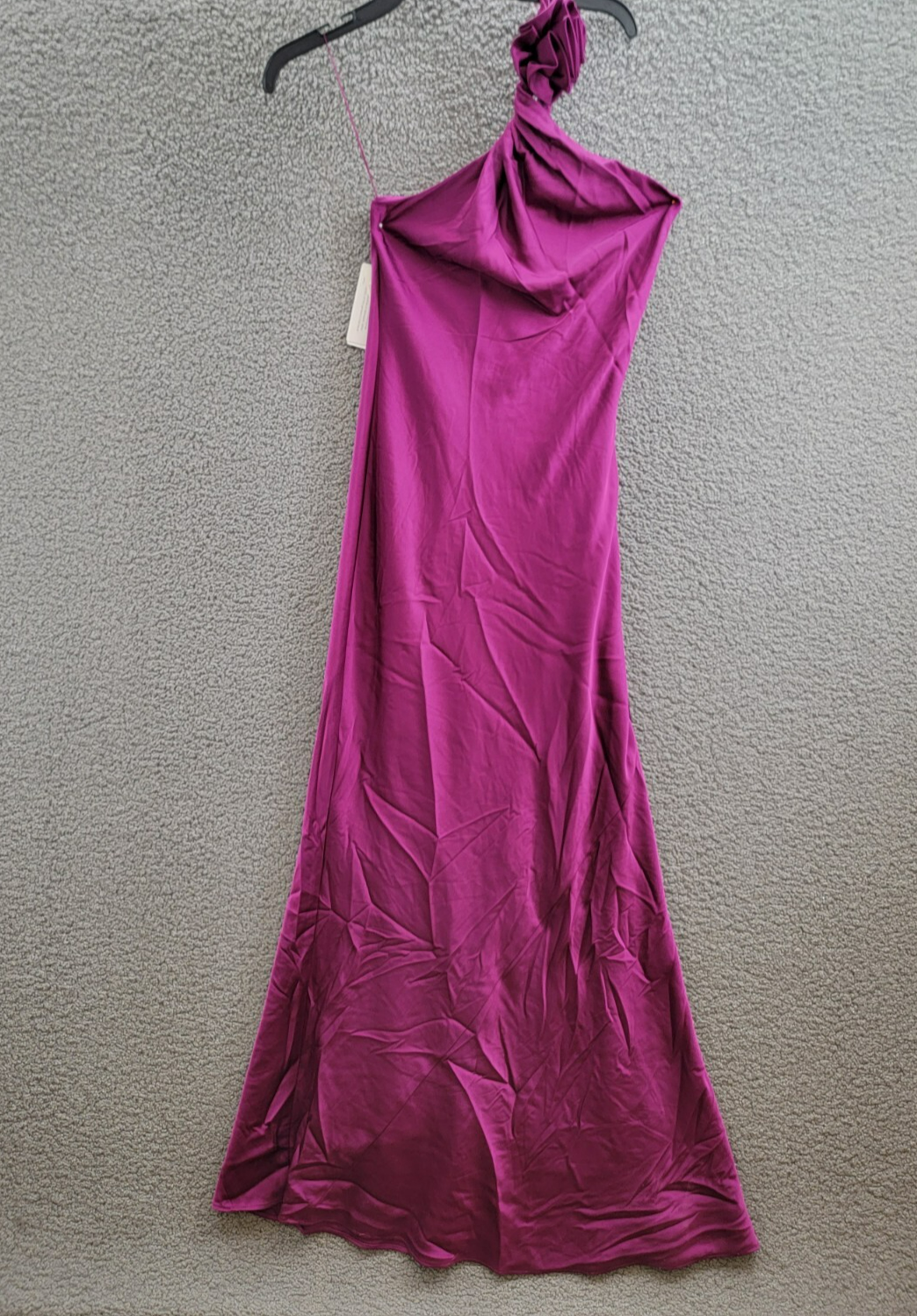 Liv Foster Clara Satin Dress Women's 0 Wine Berry Asymmetric Neck Side Zipped - Picture 2 of 16