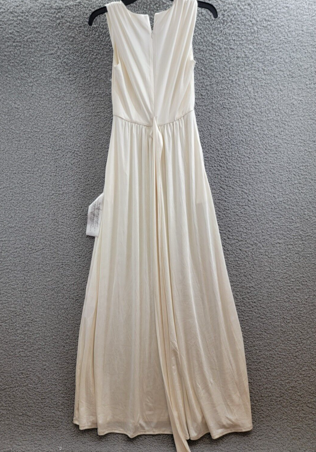 Dress the Population Krista Plunge Neck Side Slit Gown Women's XS Ivory Back Zip - Picture 10 of 17
