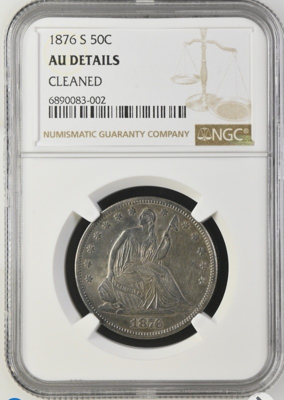 1876 S 50C Seated Liberty Half Dollar NGC Certified AU