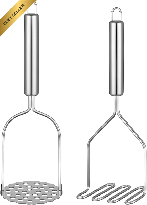 2PCS Stainless Steel Potato Masher Set - Versatile Masher Kitchen Tools for Mash