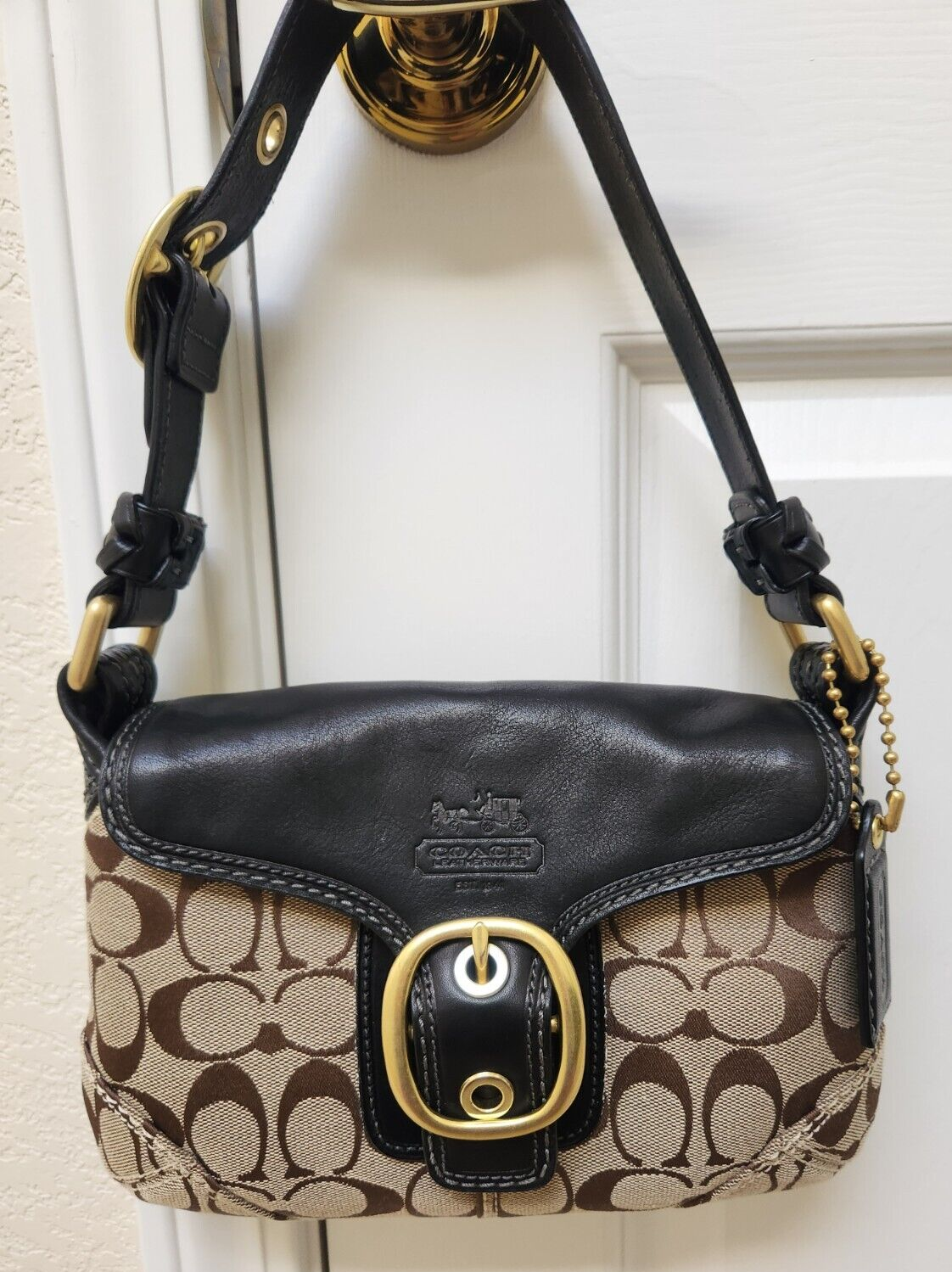 COACH Purse 11441 Khaki Monogram Bleecker Shoulder Bag COACH Purse 11441 Khaki Monogram Bleecker Shoulder Bag