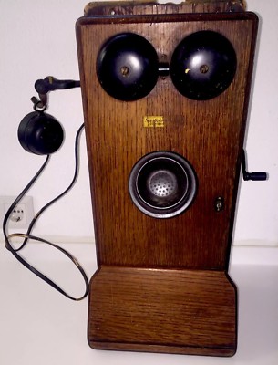 Antikes Wandtelefon EMGEPHON um 1900 1920 Gehause aus Nu baum