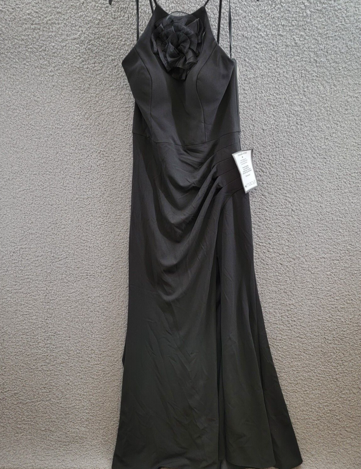 XSCAPE Halter Floral-Embellished Long Gown Women's 14 Black Back Zip Closure - Picture 2 of 14