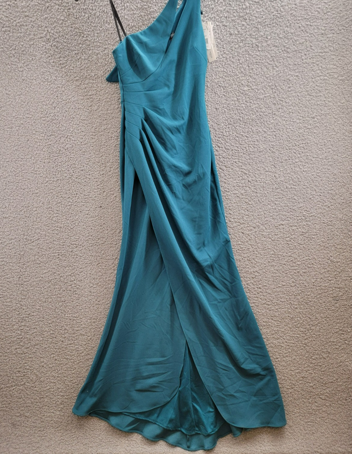 AQUA Cutout One Shoulder Gown Women's 0 Azure Solid Asymmetric Back Zip Closure - Picture 2 of 15