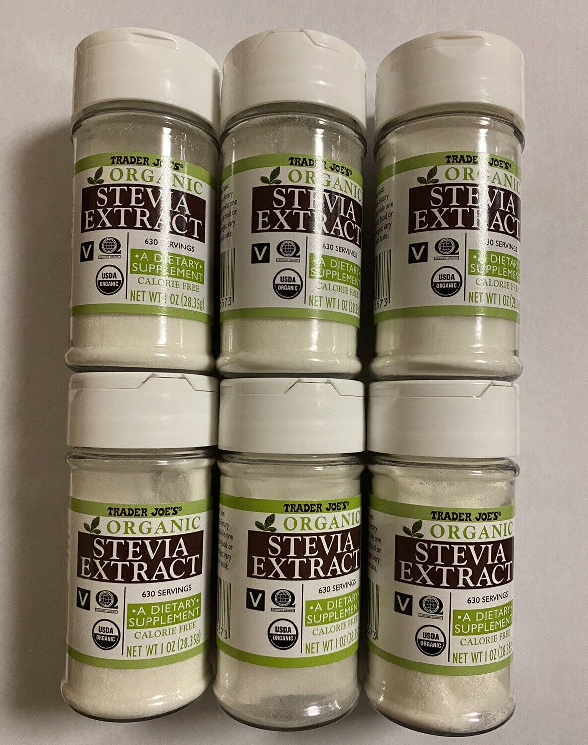 Lot of 6 New Trader Joe's Pure Organic Stevia Extract Powder  EXP 2030