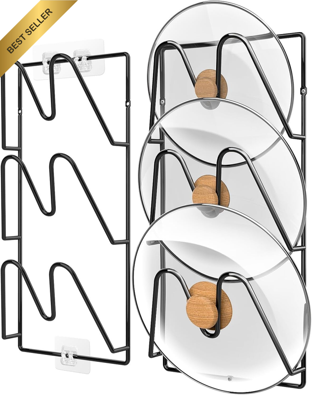2-Pack Pot Lid Organizer, 6-Tier Pots & Pans Lid Holder Organizer for Cabinet or