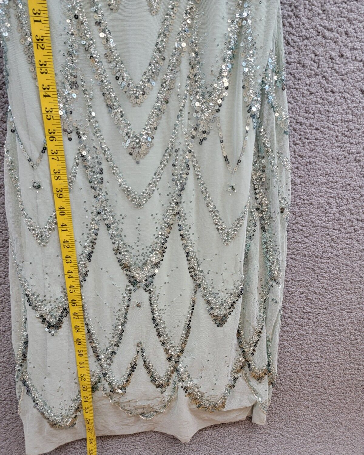 Betsy & Adam Sequin-Embellished Draped-Neck Gown Women's 2 Sage Back Zip Closure - Picture 7 of 14