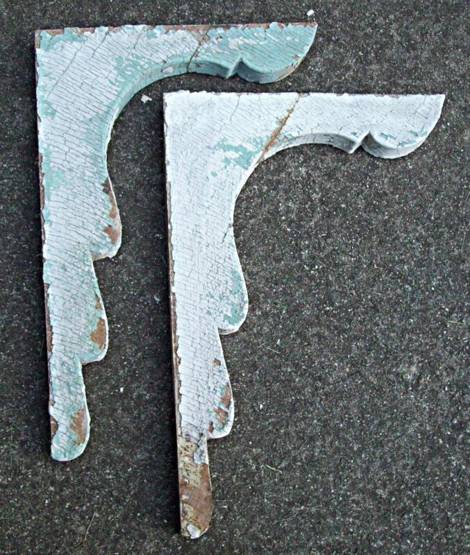 Antique 2 Wood Corbels Porch Brackets Shabby Chic Vintage Victorian Gingerbread