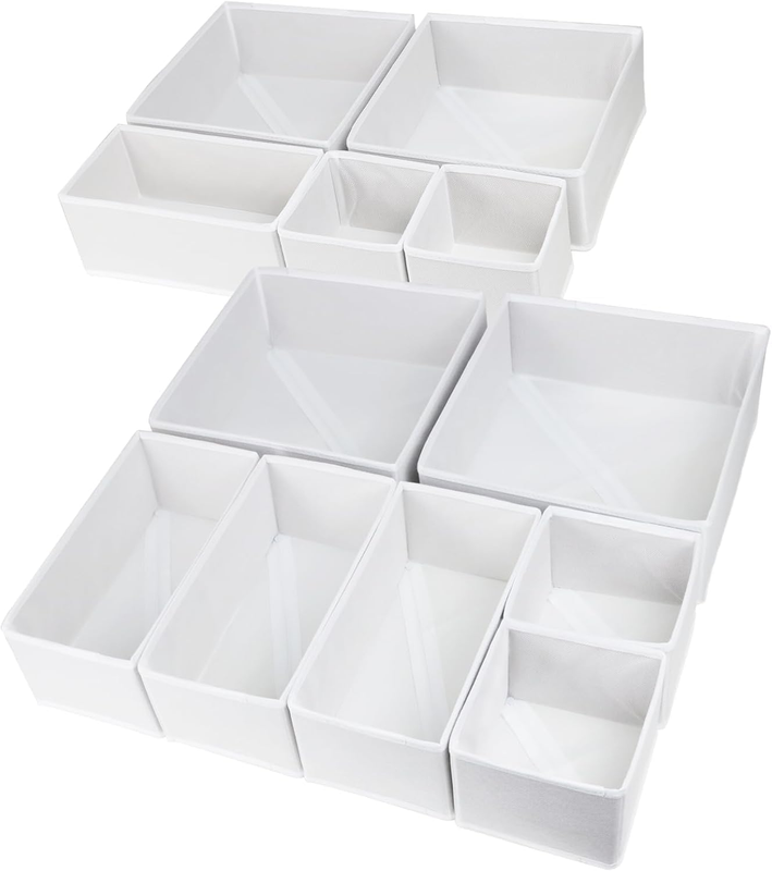 12 Pack Drawer Organizers, Drawer Dividers Storage Bins, Foldable Drawer Organiz