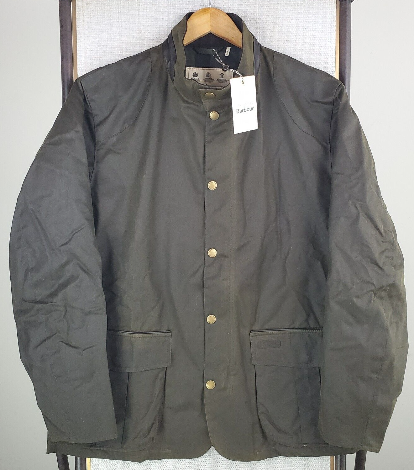 Pre-owned Barbour $430  Size 2xl Mens Oban Waxed Cotton Field Jacket Oilskin Green Xxl