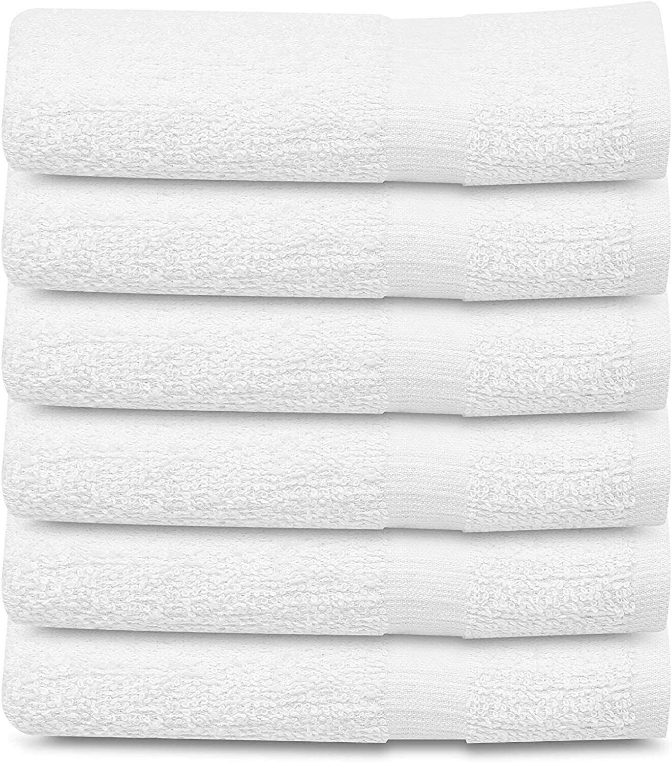 6 Pack "22x44"  White Cotton Towel Set Bath Pool Gym Towels 